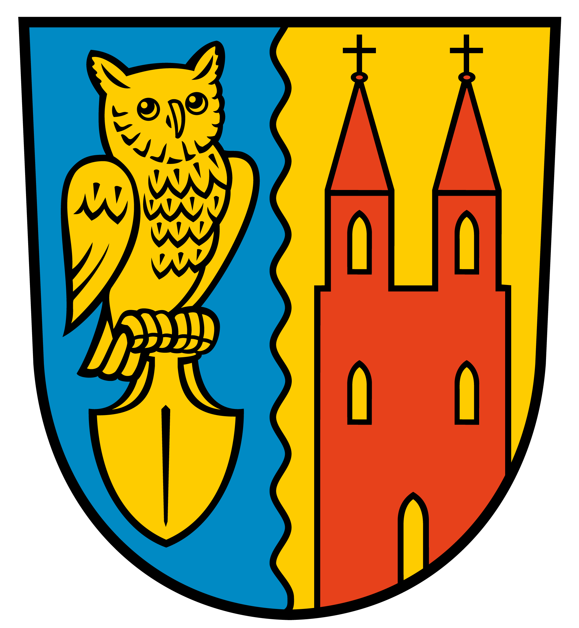 Wappen Dobbertin, Eule mit Klosterkirche